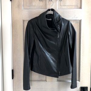 Vince leather scuba jacket